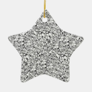 Druzy quartz crystals - white gold colour ceramic ornament