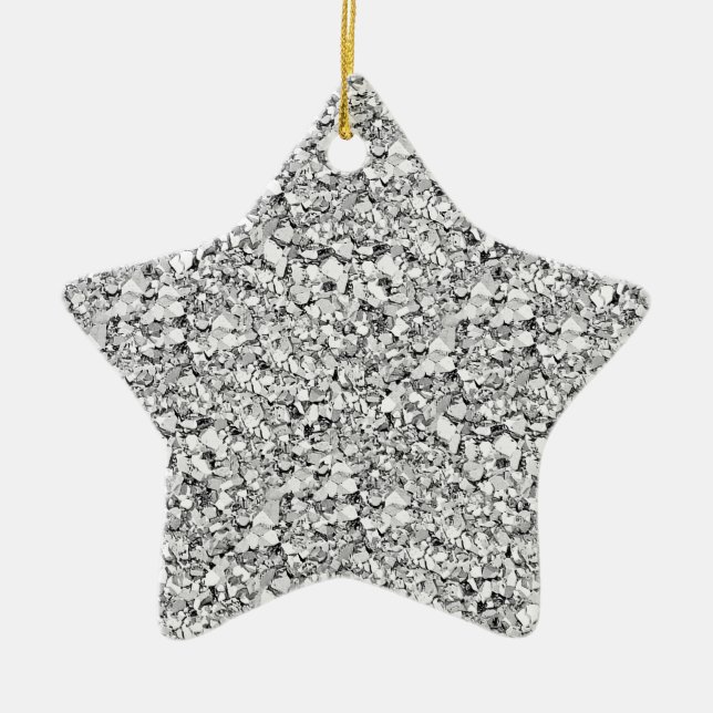 Druzy quartz crystals - white gold colour ceramic ornament (Front)