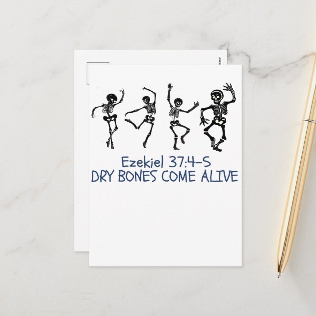 Dry Bones Come Alive Funny Christian Halloween Holiday Postcard (Front/Back In Situ)