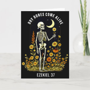 Dry Bones Come Alive Funny Skeleton Floral Christi Card
