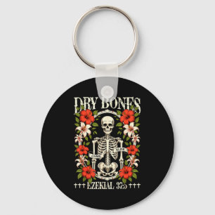 Dry Bones Come Alive Funny Skeleton Floral Christi Key Ring