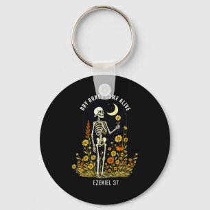 Dry Bones Come Alive Funny Skeleton Floral Christi Key Ring