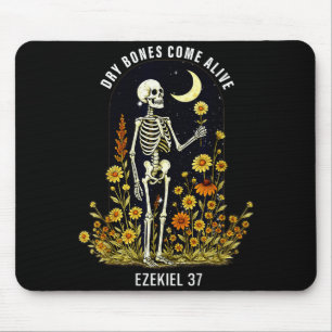 Dry Bones Come Alive Funny Skeleton Floral Christi Mouse Pad