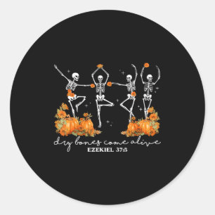 Dry Bones Come Alive Halloween Skeleton Dancing Ch Classic Round Sticker