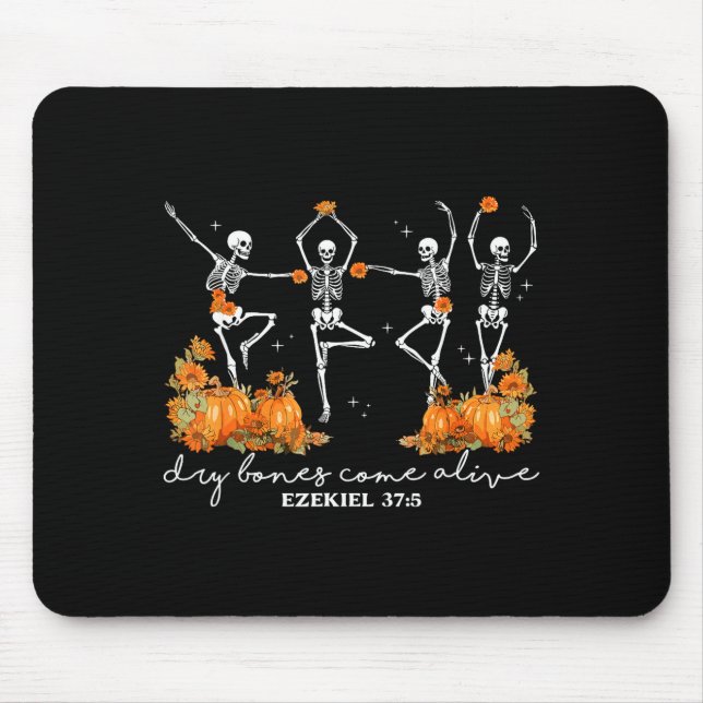 Dry Bones Come Alive Halloween Skeleton Dancing Ch Mouse Pad (Front)