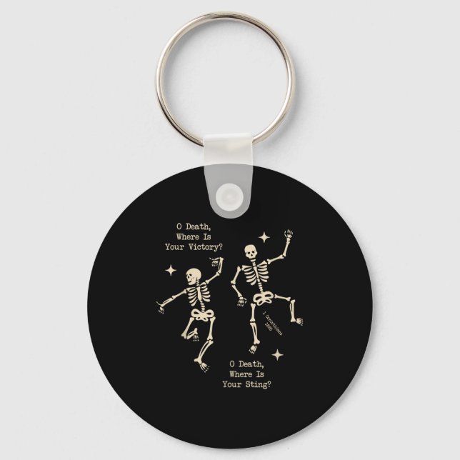 Dry Bones Come Alive Skeleton Dancing Christian Ha Key Ring (Front)