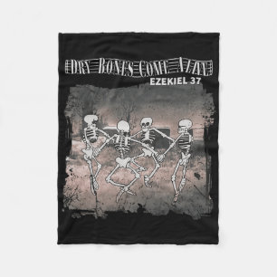 Dry Bones Come Alive Skeleton Dancing Halloween Fleece Blanket