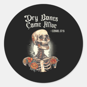 Dry Bones Come Alive Skeleton Floral Christian Hal Classic Round Sticker
