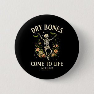 Dry Bones Come To Life Dancing Floral Skeleton _1  6 Cm Round Badge