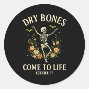 Dry Bones Come To Life Dancing Floral Skeleton _1 Classic Round Sticker