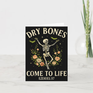 Dry Bones Come To Life Dancing Floral Skeleton Card