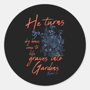 Dry Bones Come To Life Skeleton Floral Christian H Classic Round Sticker