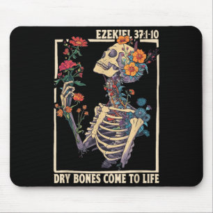 Dry Bones Come to Life Skeleton Floral Ezekiel Mouse Pad