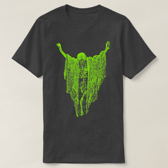 Dry Bones  Pastel Goth Green Creepy Skeleton Spiri T-Shirt (Design Front)