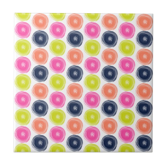 Dry Brush Circles Ceramic Tile (Front)