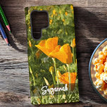 Dry Brush Effect California Poppy Photo Custom Samsung Galaxy Case<br><div class="desc">This case features a photograph of a California poppy patch digitally altered with a dry brush effect. Personalise the template field with your name or initials and / or use the Edit Design tool select a font style,  size,  and colour you like.</div>