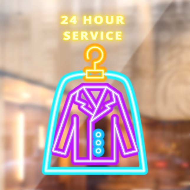 Dry Cleaners Faux Neon 24 Hour Service Front (Sheet 2)
