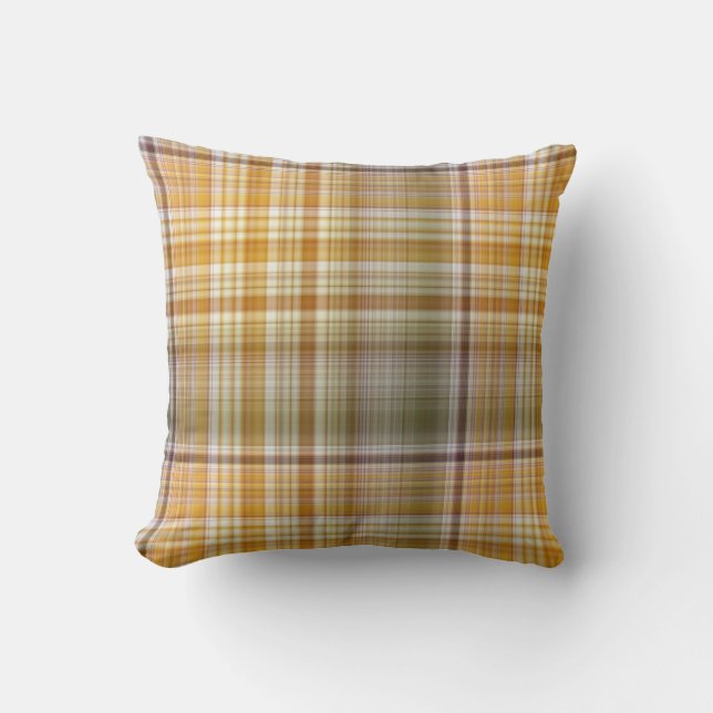 Dry Corn Yellow and Olive Green Plaid Cushion (Front)