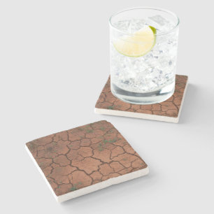 dry, cracked ground stone coaster