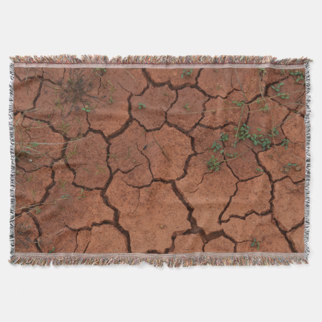 dry, cracked ground throw blanket (Front)