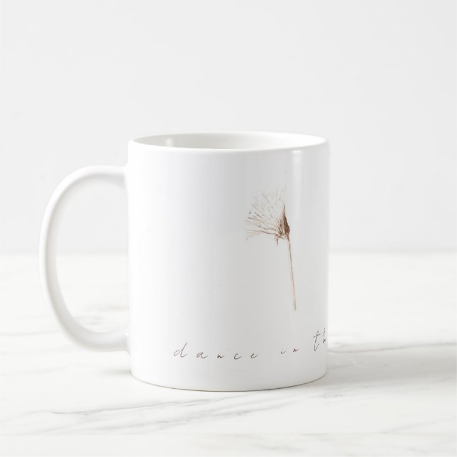 Dry dandelions ink drawing coffee mug (Left)