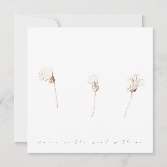 Dry dandelions ink drawing flat card (Front)