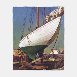 Dry Dock by John Atherton Fleece Blanket