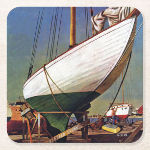 Dry Dock by John Atherton Square Paper Coaster