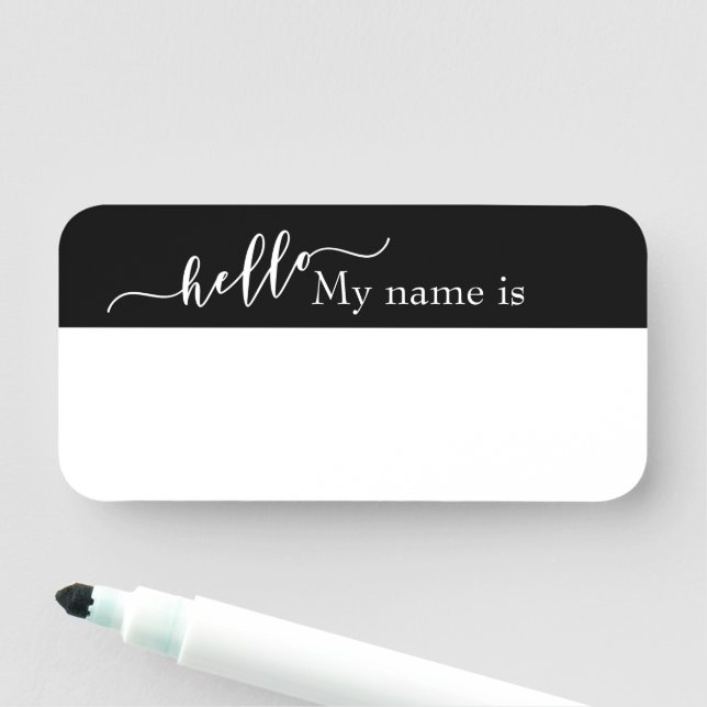 Dry Erase Hello Customisable Reusable Handwritten Name Tag (In Situ)