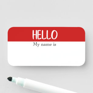 Dry Erase Hello Customisable Reusable Modern Name Tag