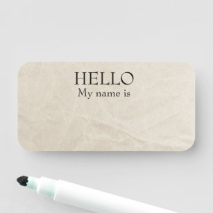 Dry Erase Reusable Hello Old Paper Vintage Name Tag