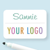 Dry Erase Reusable Name Tag with Logo Safety Pin