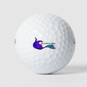 Dry Is Not An Option blue/purple mermaid golf ball