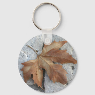 Dry maple leaf key ring