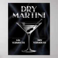 Dry Martini Cocktail Ingredients Silver Black Bar