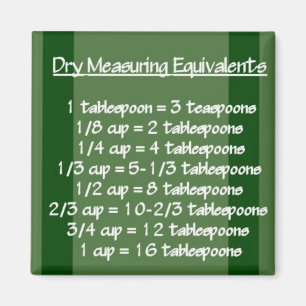 Dry Measuring Equivalents Green Magnet