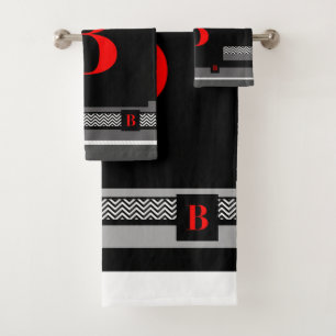 Dry Off With Monogram B Black  Bath Towel Set