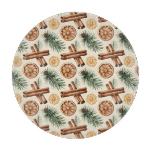 Dry Oranges Cinnamon Sticks Fir Branches Cutting Board