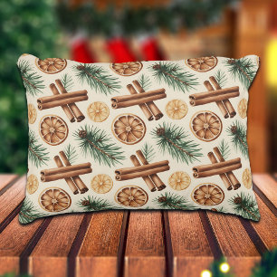 Dry Oranges Cinnamon Sticks Fir Branches Decorative Cushion