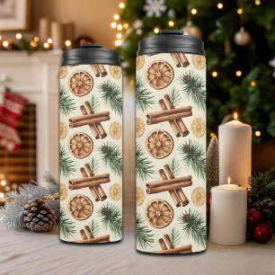 Dry Oranges Cinnamon Sticks Fir Branches Thermal Tumbler