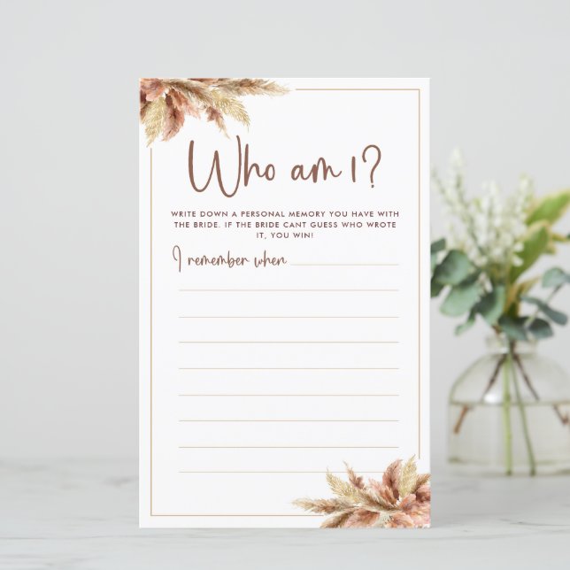 Dry Pampas Grass | Who Am I Game Card (Standing Front)