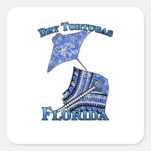 Dry Tortugas Florida Keys Vacation Tribal Stingray Square Sticker