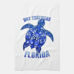 Dry Tortugas Florida Keys Vacation Tribal Turtle Tea Towel