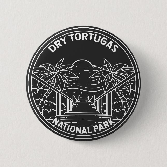 Dry Tortugas National Park Florida Monoline  6 Cm Round Badge (Front)
