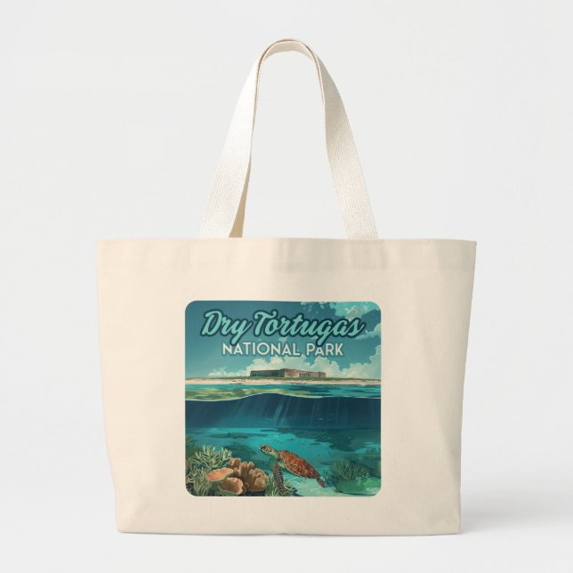 Dry Tortugas National Park Florida Turtle Large Tote Bag (Front)