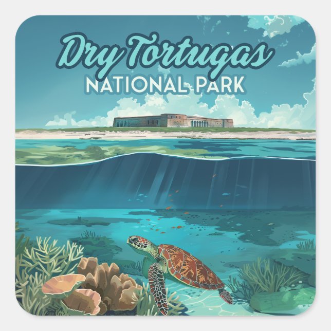 Dry Tortugas National Park Florida Turtle Square Sticker (Front)