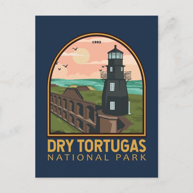 Dry Tortugas National Park Vintage Emblem Postcard (Front)