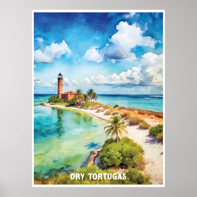 Dry Tortugas National Park Watercolor Painting Poster (Front)