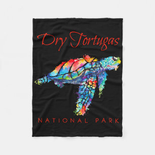 Dry Tortugas National Park Watercolor Sea Turtle Fleece Blanket