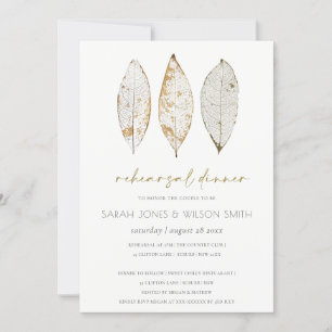 Dry Vein Gold Rust Leaves Rehearsal Dinner Invite